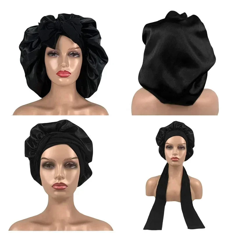 Satin Bonnet Silk Bonnet Adjustable Bonne For Sleeping Hair Bonnet With Tie Band Bonnets For Women Men