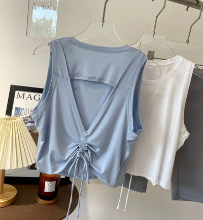 Yoga Wear Sports Undershirt Women Summer Light Breathable Sleeveless Running Training Hoodie T-shirt Quick Dry Fitness Tops