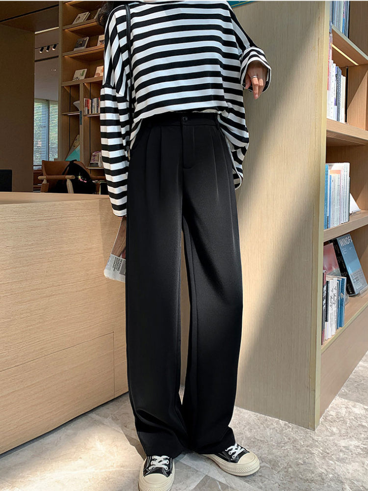 Women Wide Leg Pants Spring Summer Casual Straight OL Style Loose Suits Pant Female Solid Size S-4XL Long Trousers