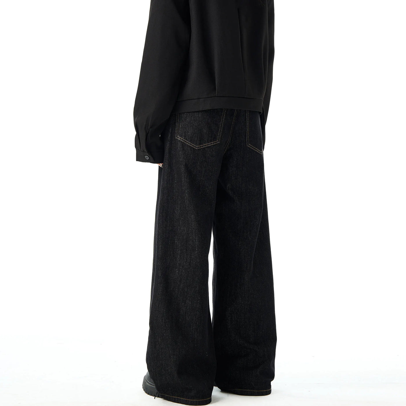 DM Men's Jeans Casual Baggy Black New Spring and Autumn Pants Straight Wide Leg Fashion Unisex Good Quality Trousers for Men
