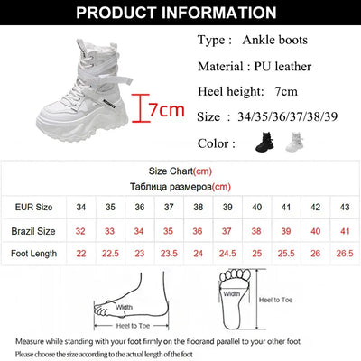Women's Boots Platform Luxury Designer Shoes for Women  Lace Up Chunky Shoes Breathable Comfort  Ankle Boots Botas De Mujer