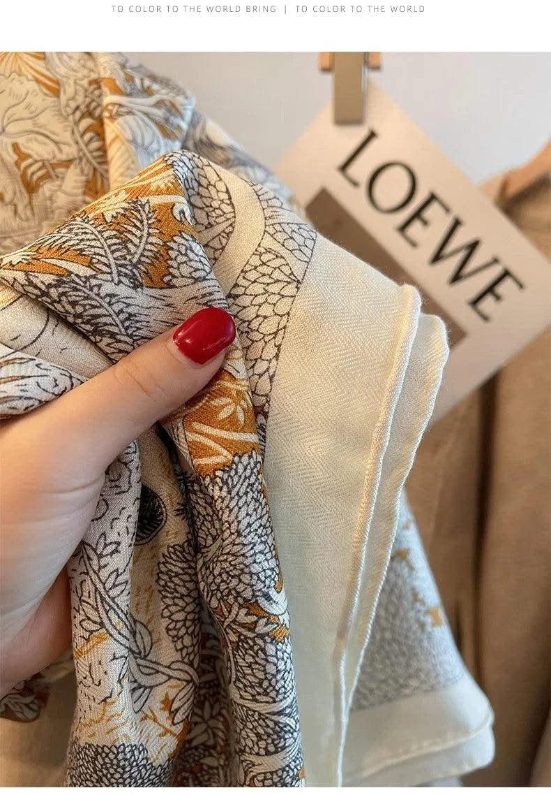 women's autumn and winter silk and wool dual purpose high-end scarves  large