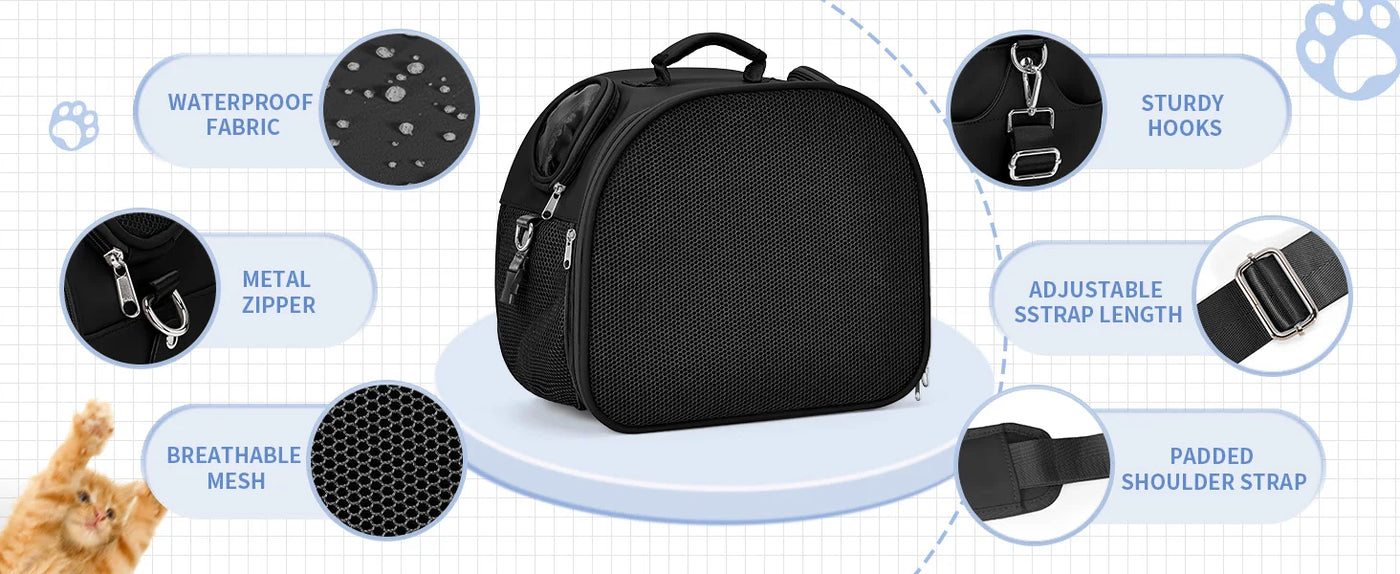 Cat, Dog Carrier Bag for Pets Up to 13 Lbs, Carrier for Medium Small Cats Dogs Airline Approved Travel Carry As Pets Go to Home