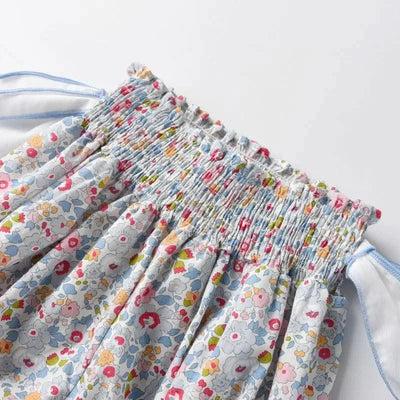Summer Clothes Set for Baby Girls Kids Kawaii Vest Tops and Floral Printed Butt Pants Children Korean Style Casual Playwear