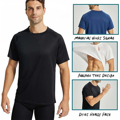 3 Pack Athletic Shirts for Men Workout Short Sleeve Compression Shirt Quick Dry Running Basketball Athletic Base Layer T-Shirt