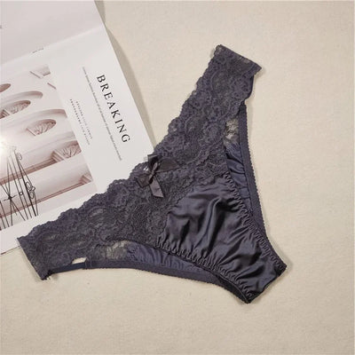 Women Yoga Low Waist Satin Underpants Lace Briefs Fitness Shorts Panties
