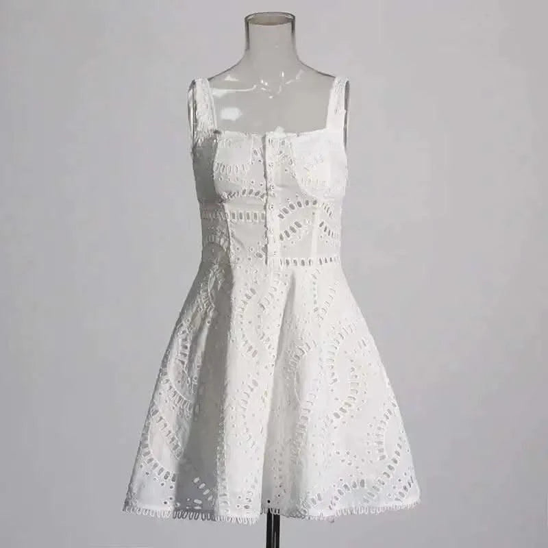 Summer Sundress Holiday Print Embroidery Cotton Short Cake Dress Women Sleeveless Tank Elastic Back Cocktail Party Vestidos