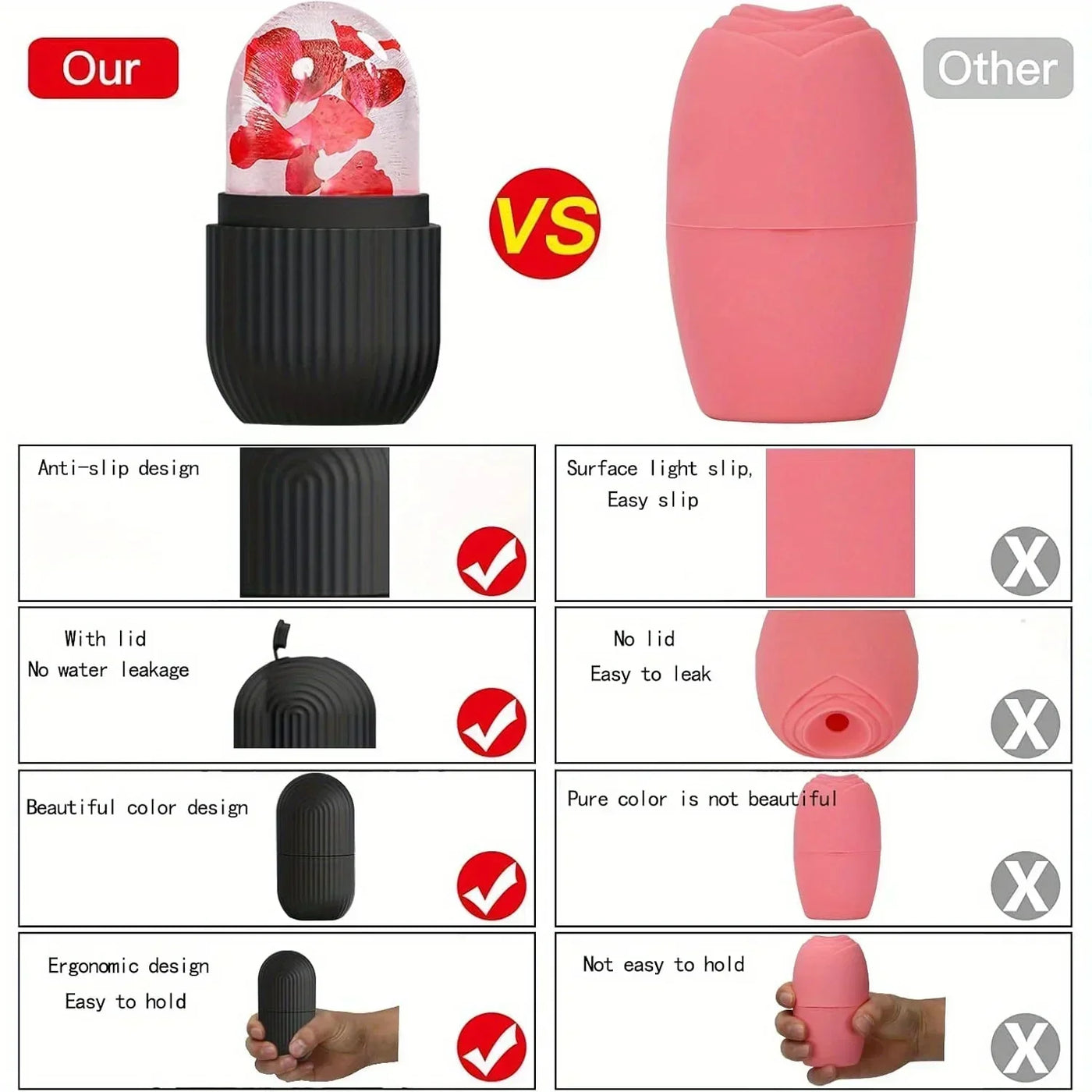 Ice Roller For Face & Eye Face Massage Silicone Ice Mold For Face Beauty Puffiness Relief Facial Massager Skin Care Tools