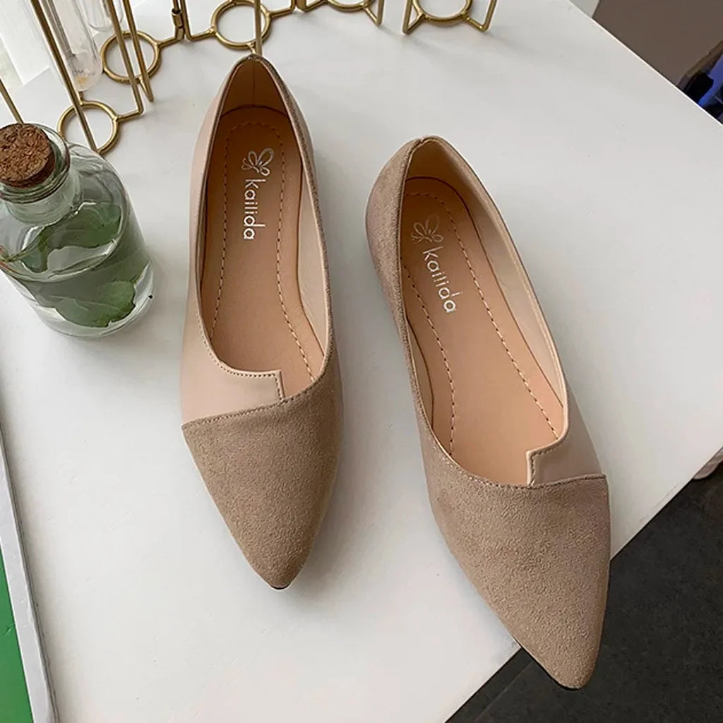 Women Shoes Fashion Splice Mule Flats Pointed Toe Ballerina Ballet Flat Shoe Zapatos Casual Slip On Shoes Mujer Loafers