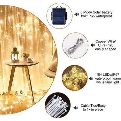 Solar Umbrella Light Outdoor Cantilever Patio LED Hanging Umbrella with 8 Brightness Modes Decoration for Courtyard Beach