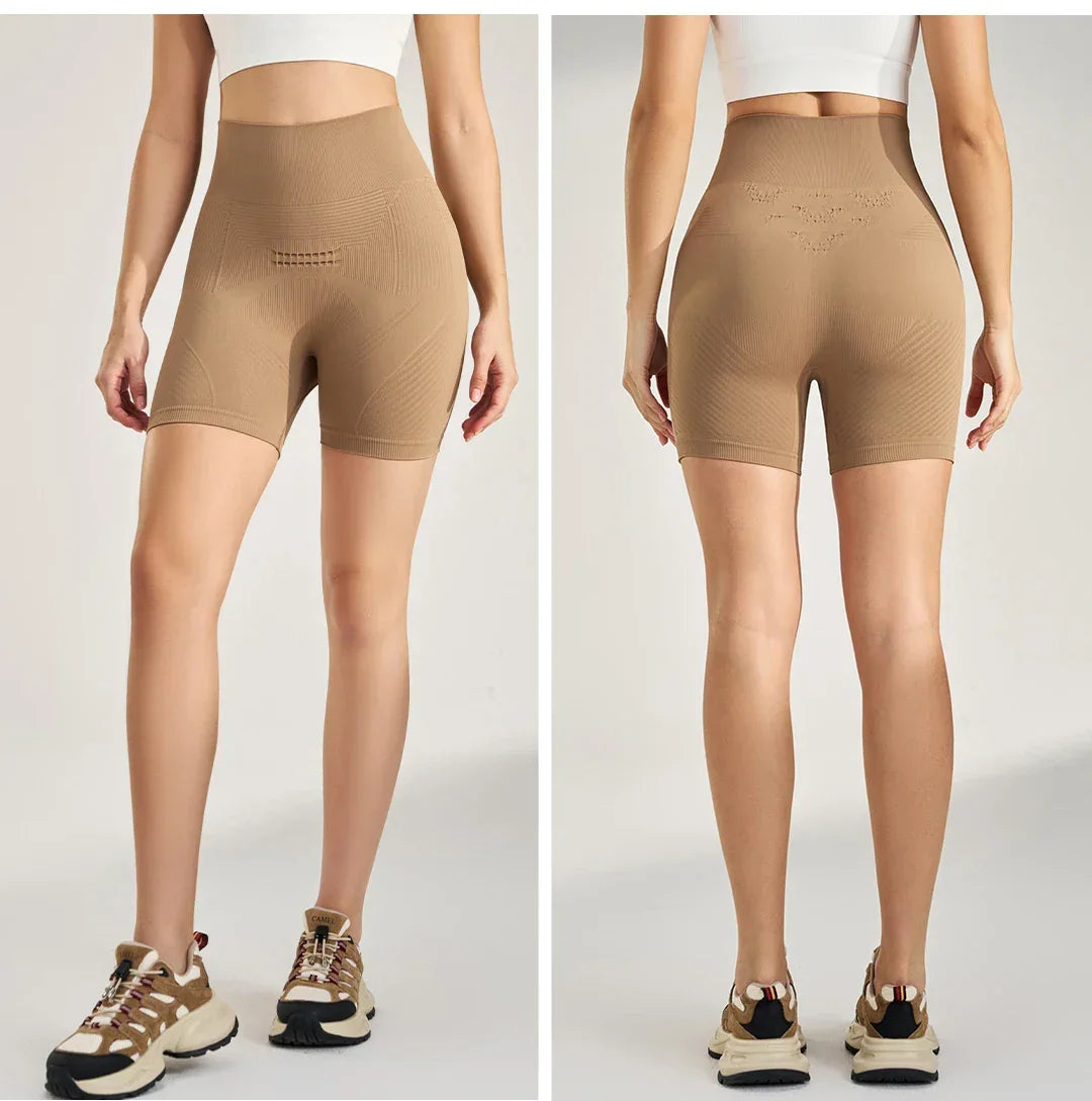 Sports Outdoor Yoga Pants Three Quarter Pants Shorts High Waist Peach Lift Hip Fitness Bottoms Women Leggings