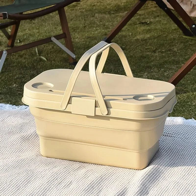 garden  Multi functional hand-held basket storage box for picnic, outdoor camping, picnic basket set, folding water bucket