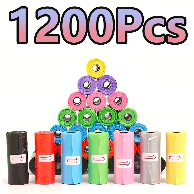 Random Color Cartoon Paw Graphic Dog Poop Bags Pet Poop Bags Leak-Proof Dog Waste Bags For Pet Supplies