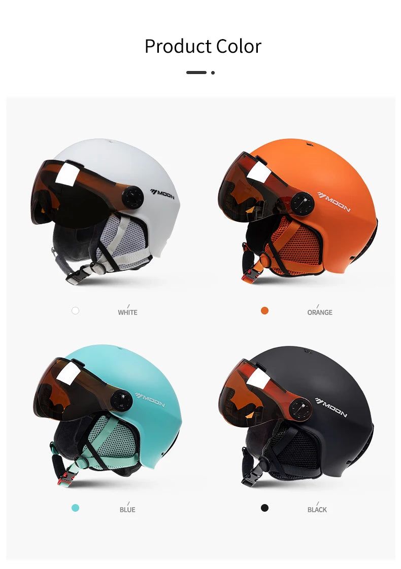 Motorcycle Helmet CE/ASTM Certified One-Piece PC+EPS Helmet with Goggles, Suitable for Skiing, Snowboarding, Outdoor Sports