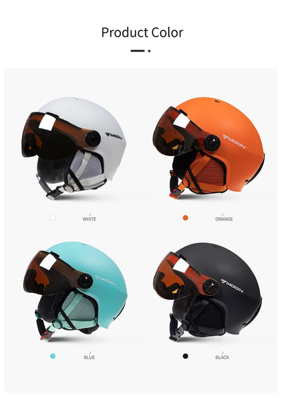 Motorcycle Helmet CE/ASTM Certified One-Piece PC+EPS Helmet with Goggles, Suitable for Skiing, Snowboarding, Outdoor Sports