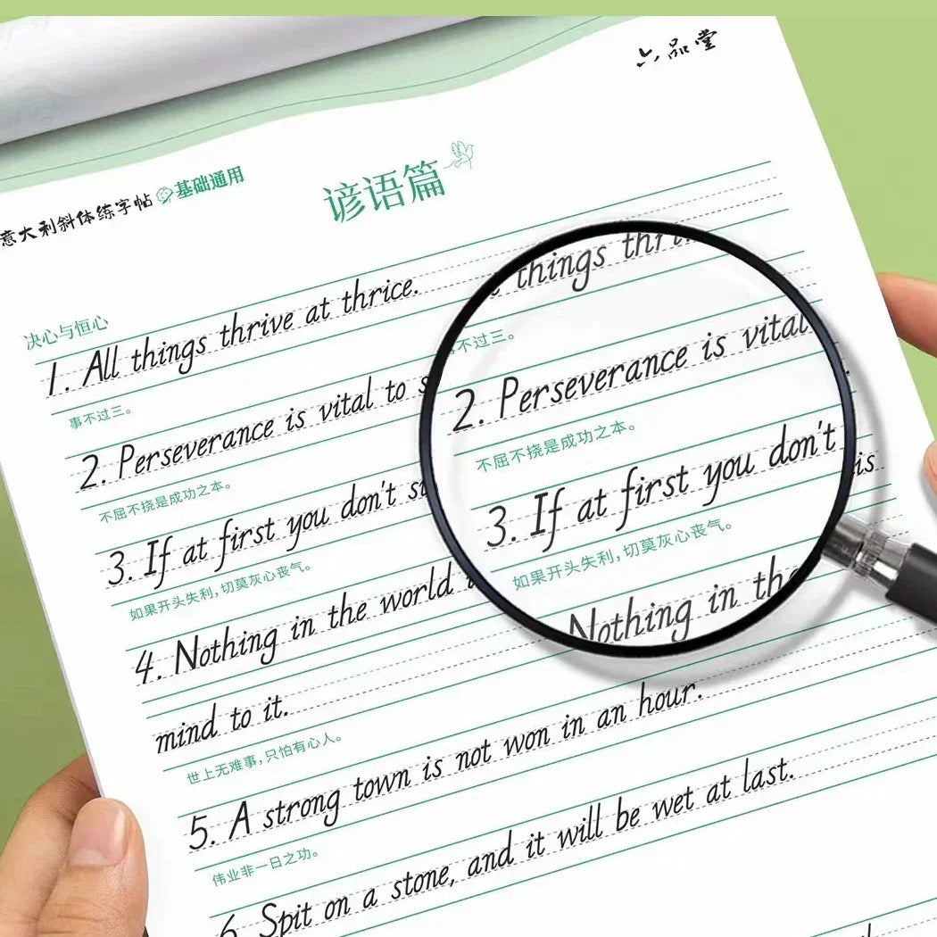 New Italy English Italic Font Calligraphy Book Practice Copybook Handwriting Copy Book Learn English for Adults Student Beginner