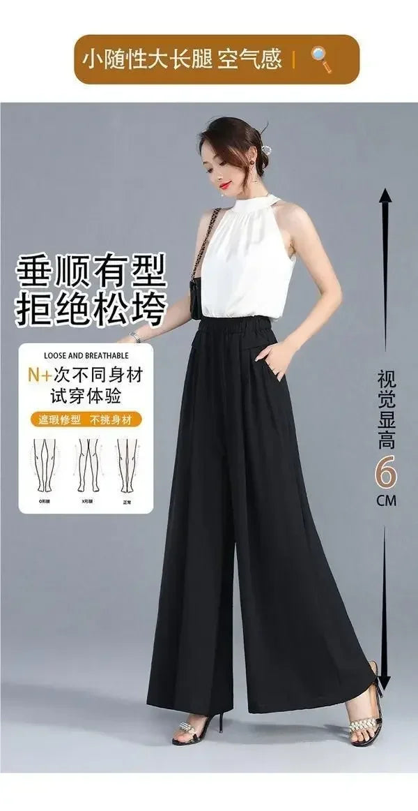Women's Wide-leg Pants Spring Summer New High-waisted Slim Straight Pants New Chinese Style Draped Loose Fashionable Skirt Pants