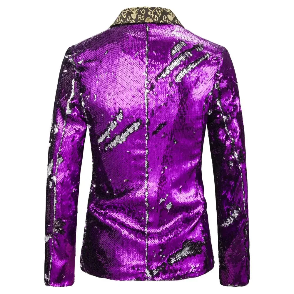 Men's Suit Shiny two-tone sequin shawl Collar suit Men's Wedding Groom Singer Dance Sequin Suit Jacket DJ Club Stage Men's suit