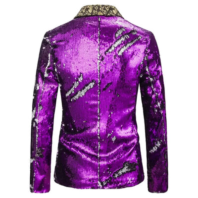 Men's Suit Shiny two-tone sequin shawl Collar suit Men's Wedding Groom Singer Dance Sequin Suit Jacket DJ Club Stage Men's suit
