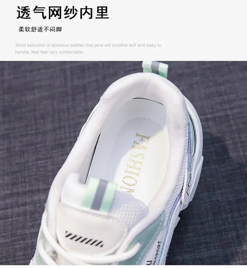 Sports shoes for women 2025 new fashion Korean version trendy fly woven breathable anti slip lightweight running shoes