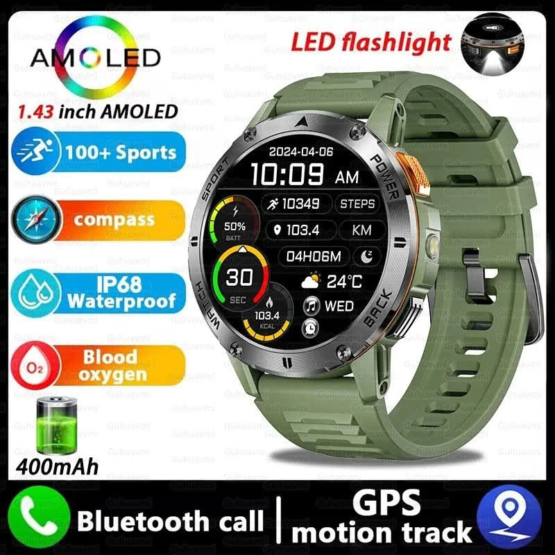 2025 New For Xiaomi IOS Compass Outdoor Smart Watch Men 1.43'' HD AMOLED Screen GPS 400 Mah Battery Bluetooth Call SmartWatches