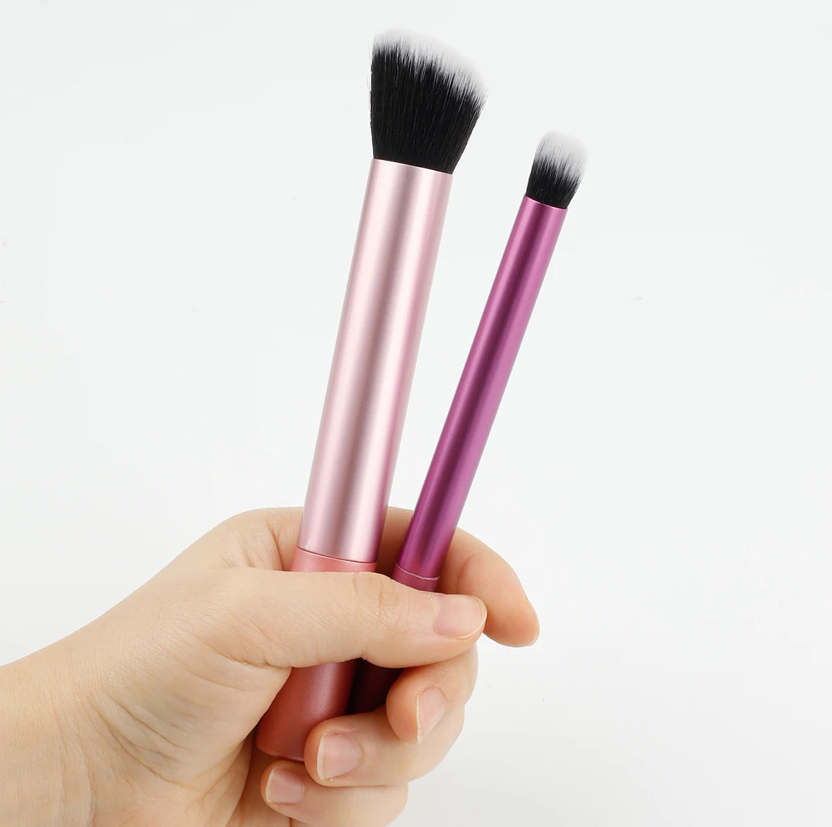 High-quality 2pcs/set Black Glossy Professional Makeup Brush Tool Kit Including Powder, Blush, Contouring, Eyeshadow, Highlighte