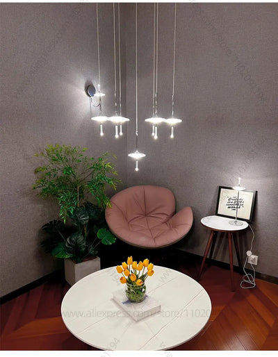 Led Chandelier Home Decoration Lighting Hanging Lamps Living Room Indoor Gloss Island Kitchen Lamps Chrome Staircase Chandelier
