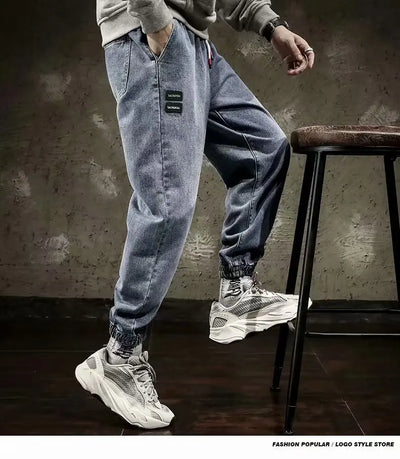 Spring Designer Fashion Men Jeans Retro Black Gray Vintage Casual Denim Harem Pants Ripped Jeans Men Wide Leg Taper Men Jeans