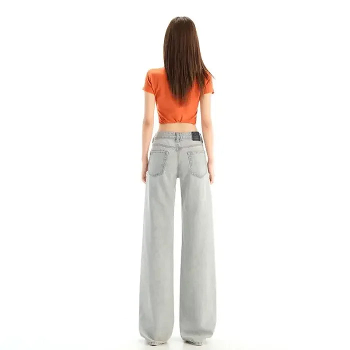 y2k Vintage Women Jeans Low Waist Zipper Button Solid Trousers with Pockets Aesthetic Streetwear Washed Jeans