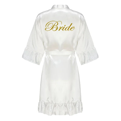 Satin Silk Robes Plus Size Wedding Bathrobe Bride Bridesmaid Mother Maid of Honor Gown Women Ruffle Bathrobe