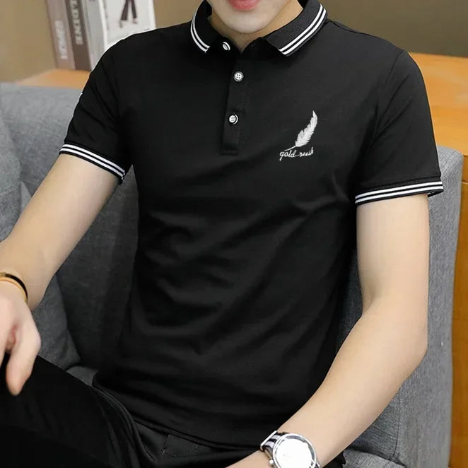 Polo Shirts Print Male with Collar Tee Skinny Mens T-shirt Graphic Tops Vintage Fashion 5xl Short Quarter Sleeve Slim Fit Basic