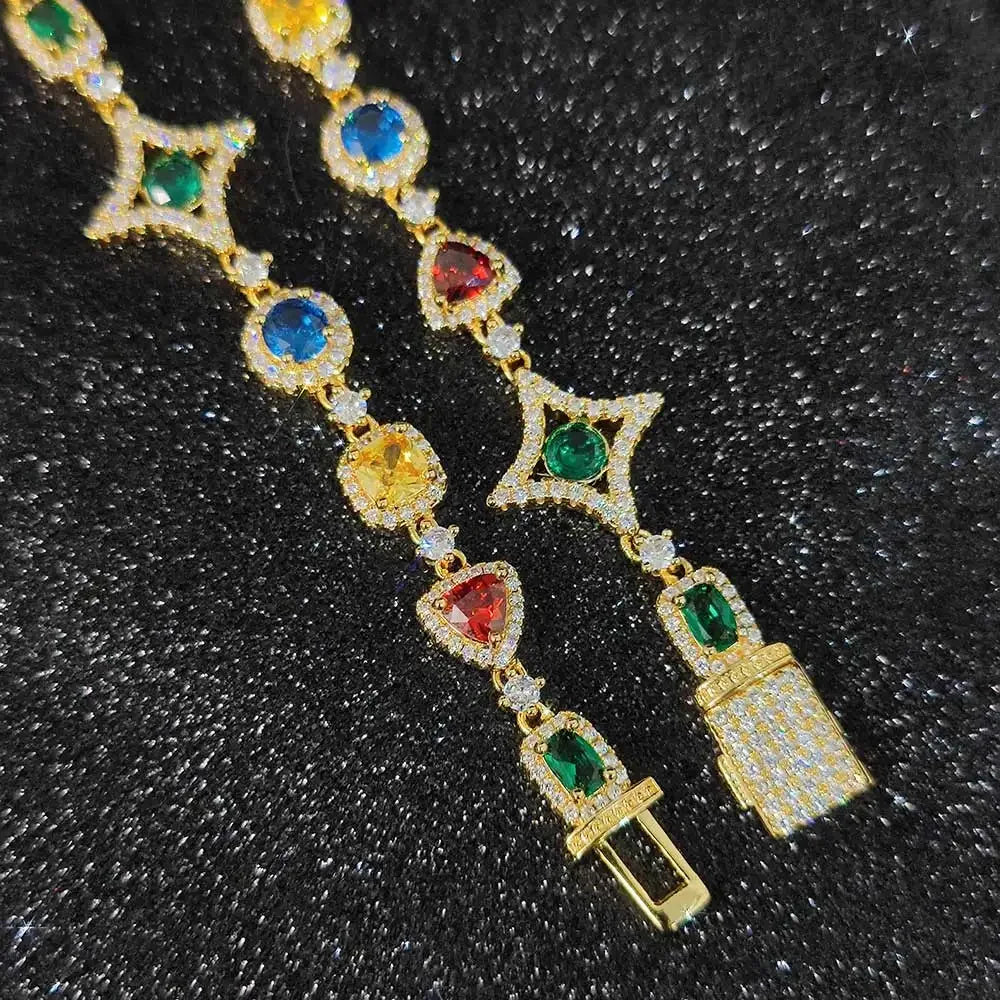 Luxury Necklaces 18k Gold Plated Rainbow Zircon Necklace Trendy Clavicle Chain Fashion Jewelry For Women Birthday Gift