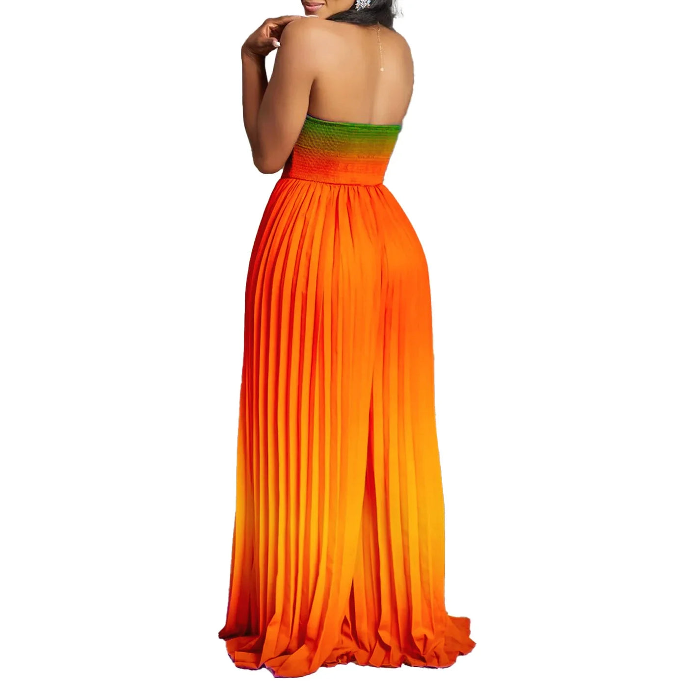 Gradient Color Women Jumpsuits For Summer Sleeveless Bandage Loose Fashion Streetwear Overalls Wide Leg Pants Trousers 2024