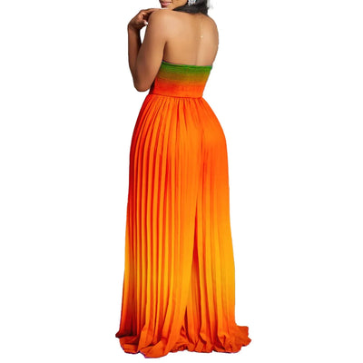 Gradient Color Women Jumpsuits For Summer Sleeveless Bandage Loose Fashion Streetwear Overalls Wide Leg Pants Trousers 2024