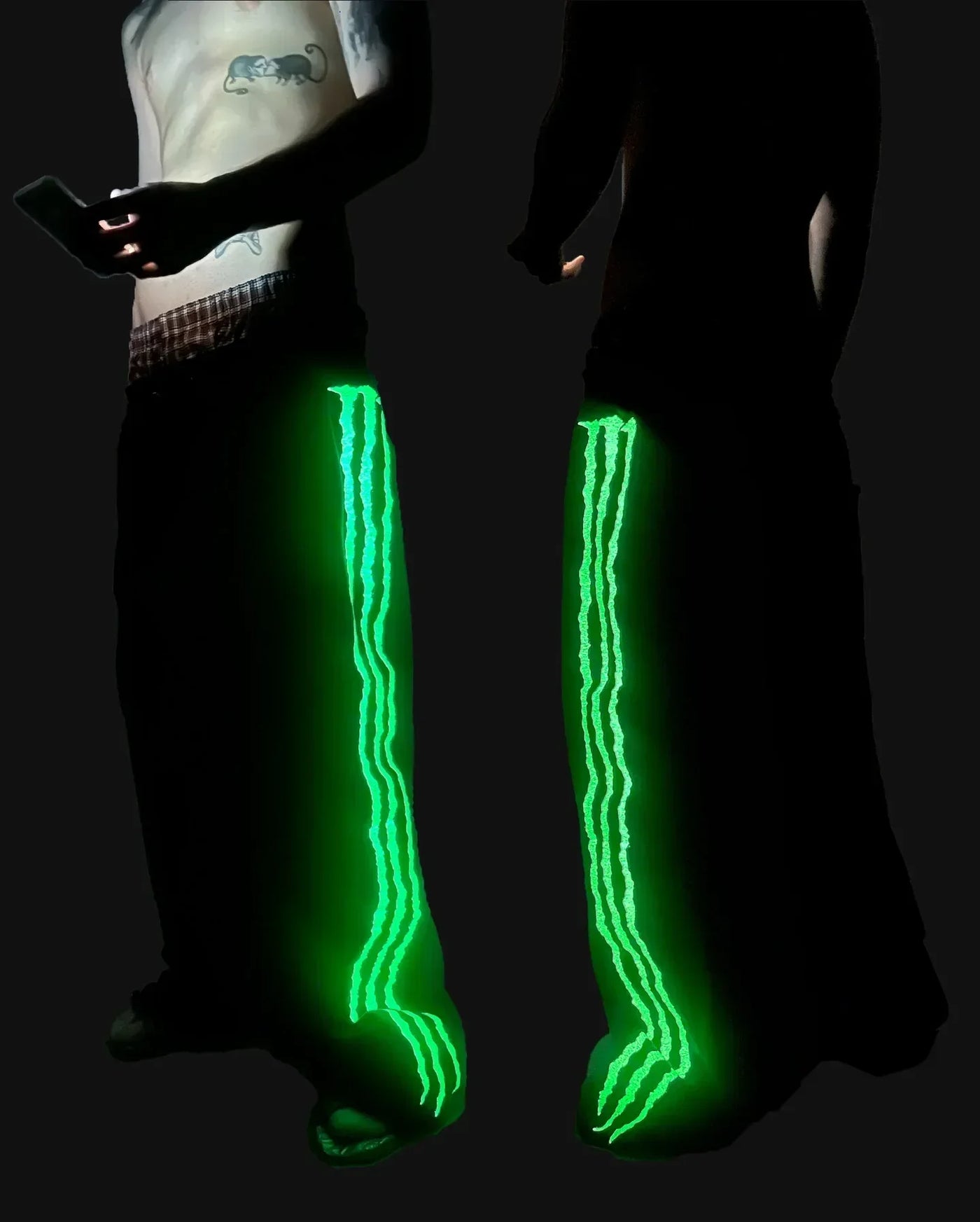 New fluorescent embroidered men sports pants street clothing hip-hop retro personality glow pants men and women joggers