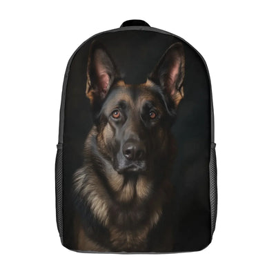 German Shepard Portrait Mochilas De Hombre Printed Zipper Backpack Book Bag Kindergarten Bag Boys 17 Inch School Backpack Bag