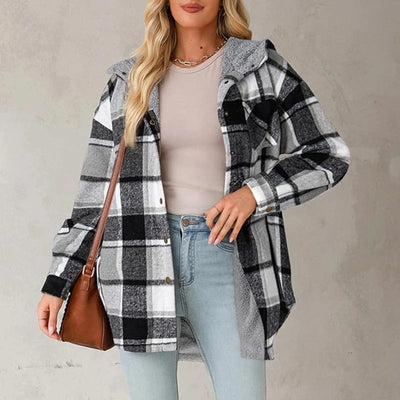 Women Chic Jackets Autumn Winter Lapel Patchwork Coats Casual Office Jacket