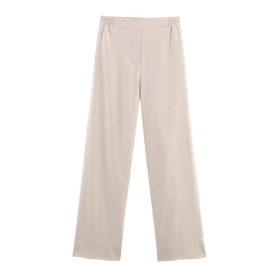 2025 new women's clothing European and American style fashionable versatile blended loose elastic trousers