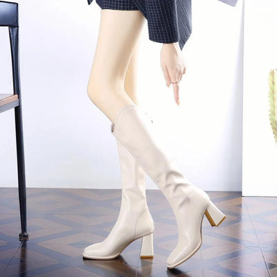 Black Knee Thigh High Boots Woman Winter 2024 Shoe Hot Boot Autumn Wedges Genuine Leather Long Shoes For Women High Quality New