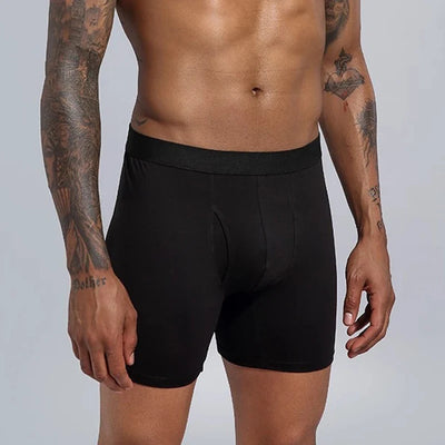 Long Boxer For Man Cotton Men's Panties Family Print Boxershorts Mens Open Front Underwear Sexy Male Underpants Shorts