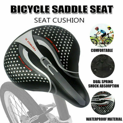 Extra Wide Bicycle Bike Seat Saddles Cushion Shock Absorbing Road Soft Cycling Cushion Pad PU Leather Road Bike Painless Seat