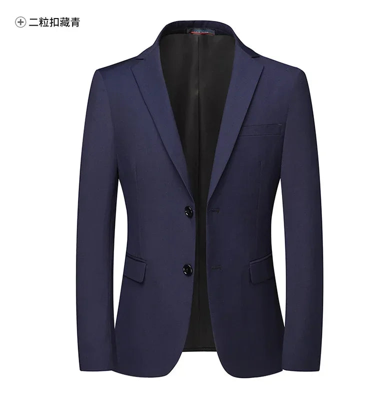 2025 Blazer New Men's Fashion Business Solid Color British Style Professional Work Groom Wedding Dress Best Man Blazer Jacket