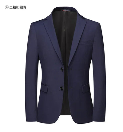2025 Blazer New Men's Fashion Business Solid Color British Style Professional Work Groom Wedding Dress Best Man Blazer Jacket
