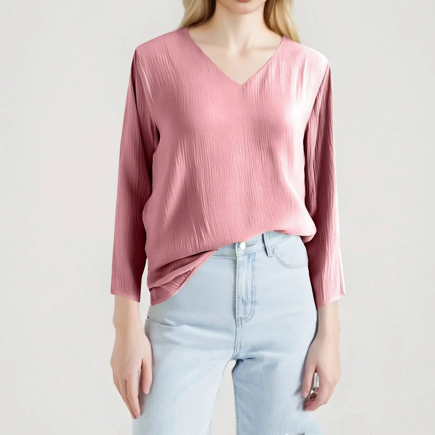 Women Cotton And Linen Top Spring Summer Fashion Casual V-Neck Long Sleeve Loose Pullover Tops Thin Lightweight Comfy Blouse Top