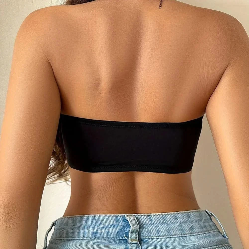 Women's Front Closure Strapless Bra Wireless Tube Bralette Seamless Invisible Bandeau Bras No Padding Daily Bra