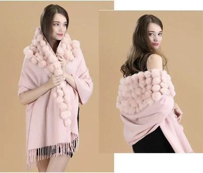 Winter Thick  Genuine Rabbit Fur Scarf for Women