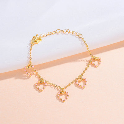 Heart Charms Bracelet for Kids Girls Baby Toddler Small Child Chic Sweetness Lovely Gift