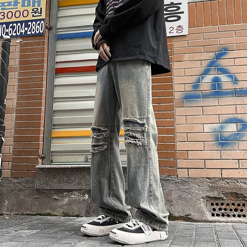 Men Clothing 2025 Y2K Fashion Stretch Slim Ripped Jeans Pants Vintage Skinny Biker Denim Trousers Ankle Zipper Ropa Hombre Jeans