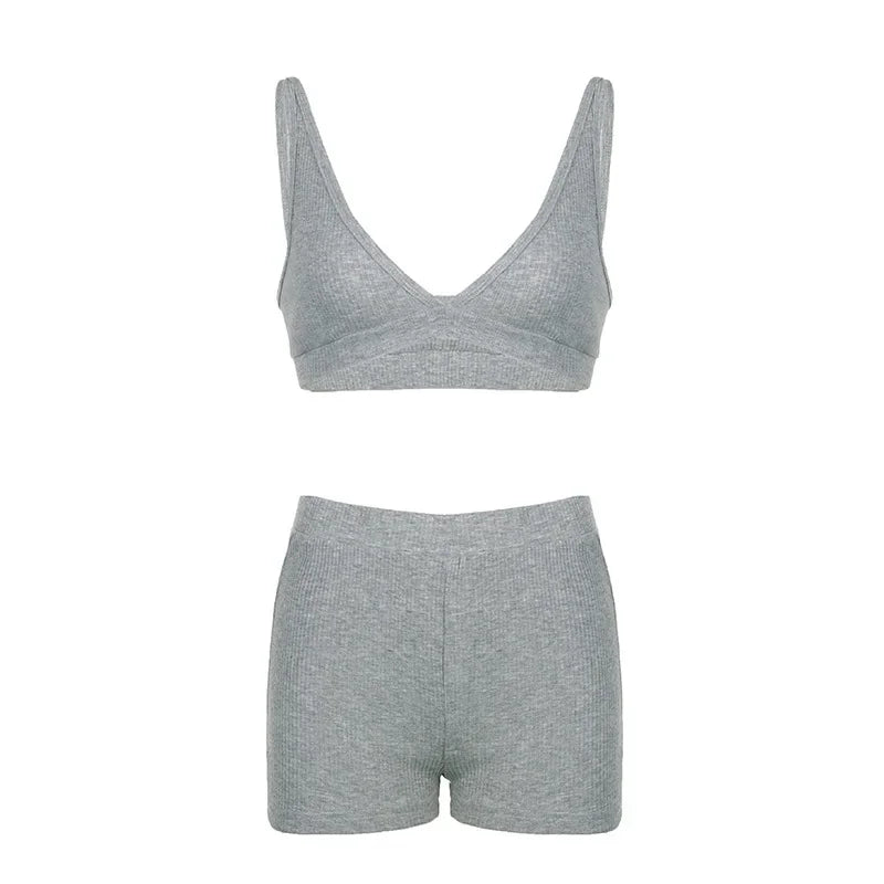 Solid Sport 3 Piece Set Crop Vest Hoodie Tracksuit Women Casual Sweatshirt Coat Mini Short Matching Set Sportswear 3 PCS Outfit