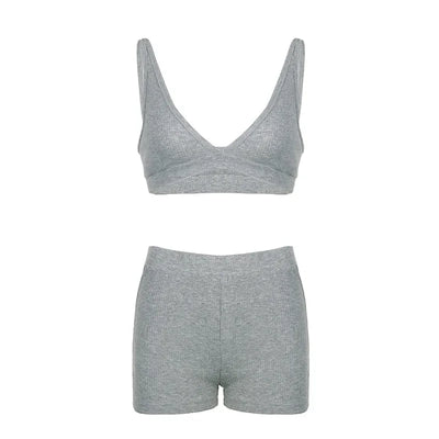 Solid Sport 3 Piece Set Crop Vest Hoodie Tracksuit Women Casual Sweatshirt Coat Mini Short Matching Set Sportswear 3 PCS Outfit